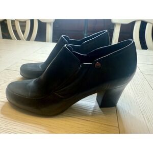 Franco Sarto Shoes Renada Black 3" Heeled Ankle Booties Shoes Slip‎ On Size 9M